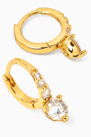 Tiny CZ Huggie Earrings in Gold-plated Brass