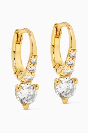 Tiny CZ Huggie Earrings in Gold-plated Brass