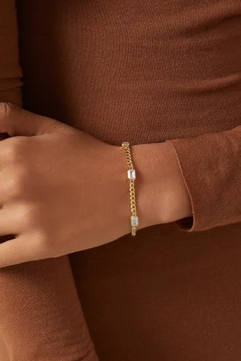 CZ Baguette Bracelet in Gold-plated Brass