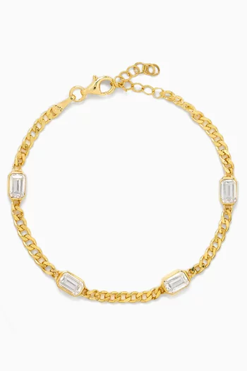 CZ Baguette Bracelet in Gold-plated Brass