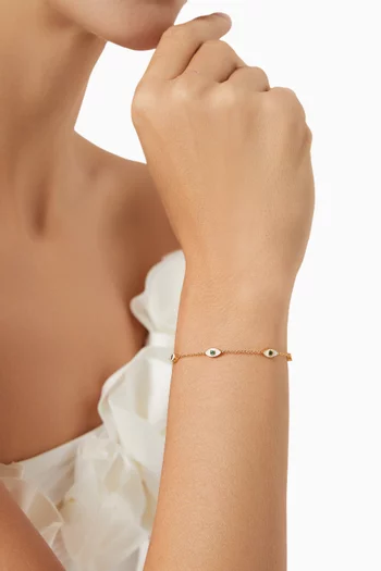 Evil Eye Enamel Chain Bracelet in Gold-plated Brass