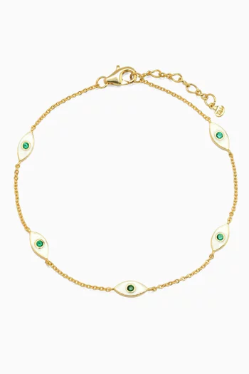 Evil Eye Enamel Chain Bracelet in Gold-plated Brass