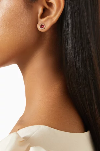 Ruby Halo Stud Earrings in Gold-plated Brass