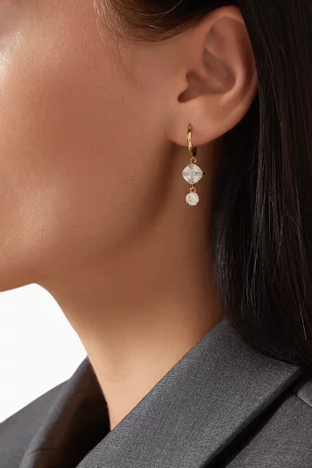 CZ Crystal Drop Earrings in Gold-plated Brass