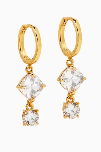CZ Crystal Drop Earrings in Gold-plated Brass