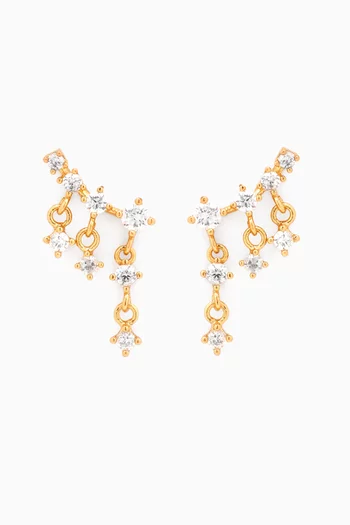 CZ Climber Earrings in Gold-plated Brass