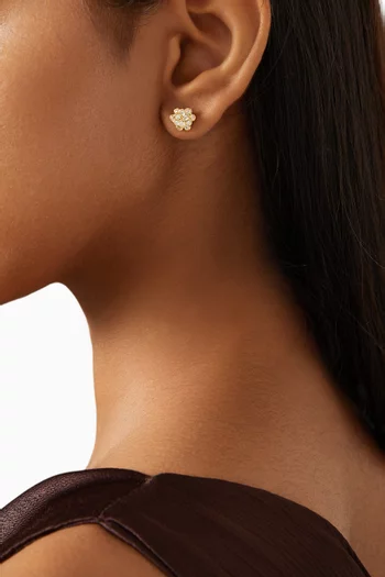 3D CZ Flower Studs in Gold-plated Brass