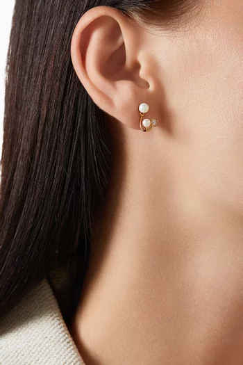 Pearl CZ Ear Jacket Earrings in Gold-plated Brass
