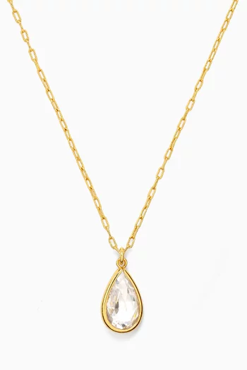 CZ Pear Pendant Necklace in Gold-plated Brass