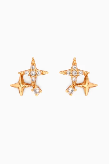 Starburst CZ Stud Earrings in Gold-plated Brass
