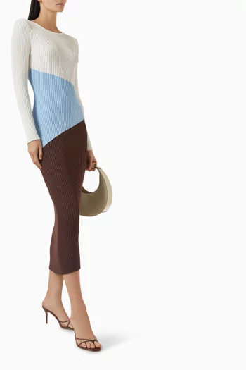 فستان تيا متوسط الطول بتصميم منسوج