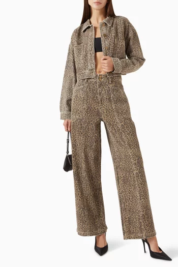 Anouk Animal-print Cropped Jacket in Denim