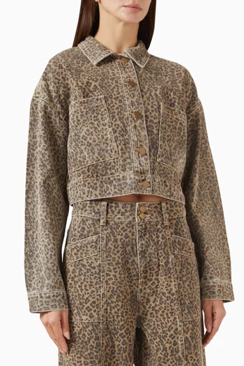Anouk Animal-print Cropped Jacket in Denim