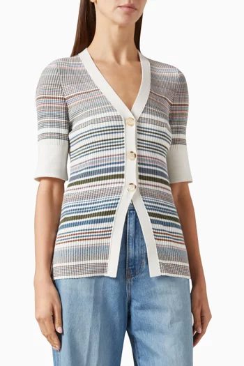 Fawne Striped Cardigan in Cotton-knit