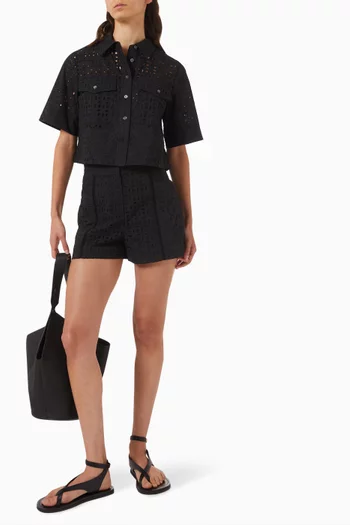 Spruce Eyelet Cropped Shirt in Cotton