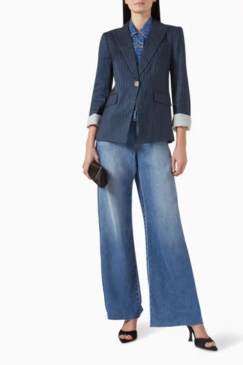 Obie Pinstripe Dickey Jacket in Linen-blend