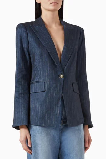 Obie Pinstripe Dickey Jacket in Linen-blend