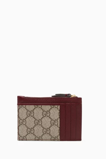 GG Marmont Card Case Wallet in Leather & Canvas
