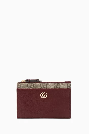 GG Marmont Card Case Wallet in Leather & Canvas