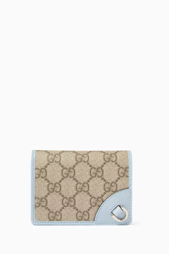 GG Emblem Mini Wallet in Leather & Supreme Canvas