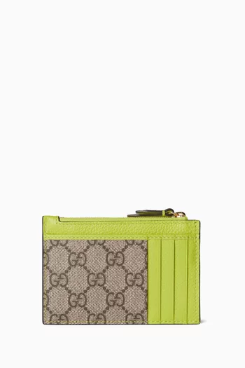GG Marmont Card Case Wallet in Leather & Canvas