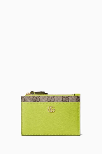 GG Marmont Card Case Wallet in Leather & Canvas