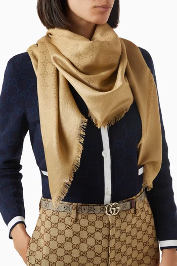GG Jacquard Shawl in Silk-cotton