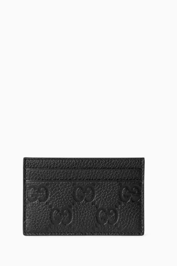 GG-embossed Card Holder in Leather