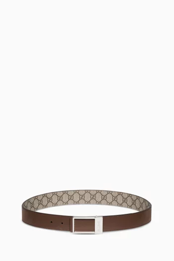 Rectangular Buckle Reversible Belt in Leather