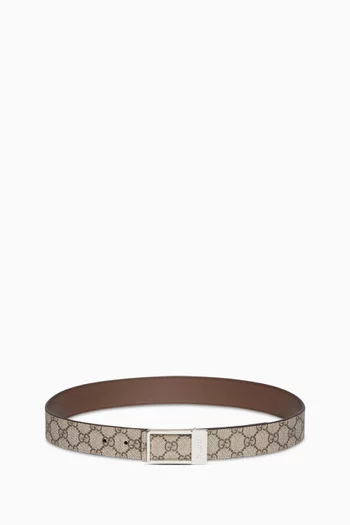 Rectangular Buckle Reversible Belt in Leather