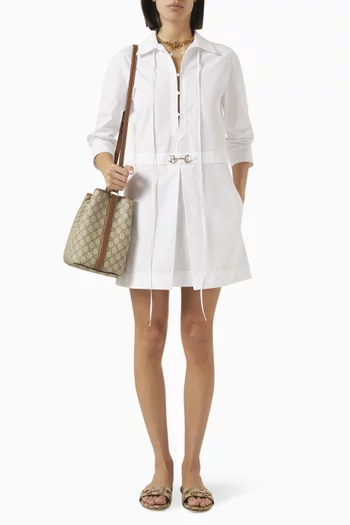 Horsebit Mini Shirtdress in Cotton Poplin