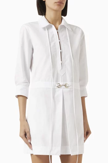 Horsebit Mini Shirtdress in Cotton Poplin