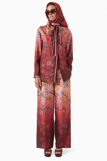 Floral-print Shirt in Silk Twill