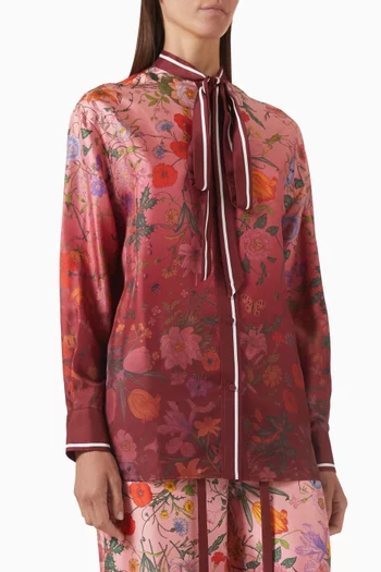 Floral-print Shirt in Silk Twill