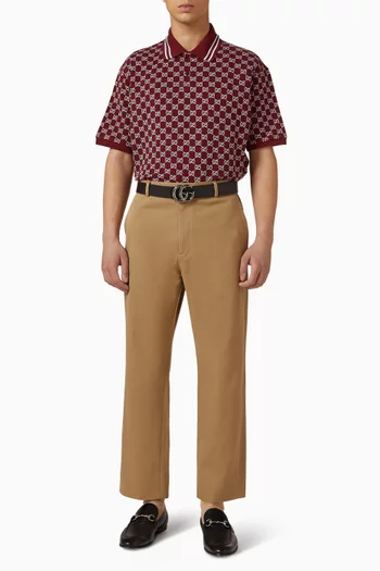 تي شيرت بولو بشعار حرفي GG‏ من الجاكار قطن بيكيه