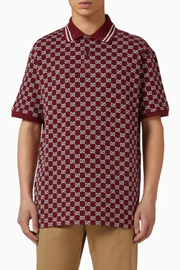 تي شيرت بولو بشعار حرفي GG‏ من الجاكار قطن بيكيه