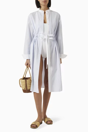 Tie-waist Dress in Cotton Fil Coupé