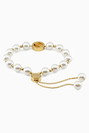 Interlocking Pearl Bracelet in Gold-tone Brass