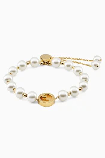 Interlocking Pearl Bracelet in Gold-tone Brass