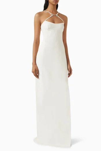 Crystal-horsebit Slit Dress in Viscose Silk