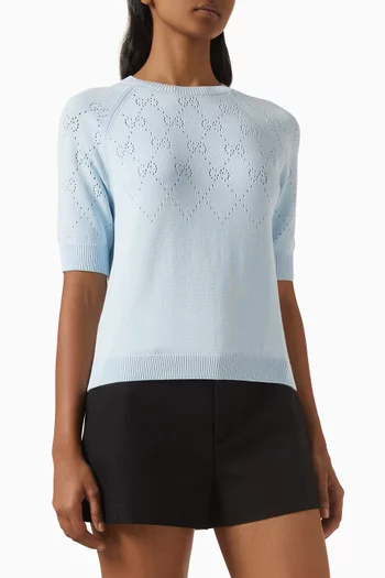 GG Argyle Sweater in Cotton-knit
