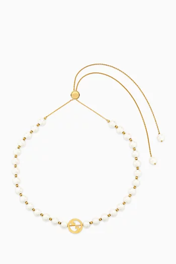 Interlocking Pearl Necklace in Gold-tone Brass
