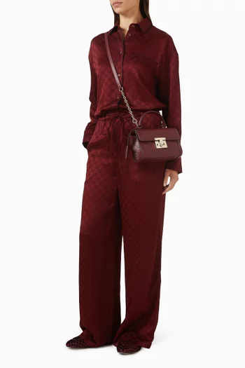 GG Jacquard Drawstring Pants in Satin