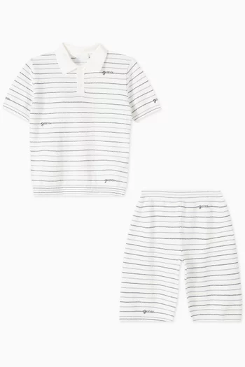 Striped Polo Shirt in Cotton Bouclé