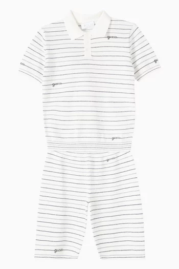 Striped Polo Shirt in Cotton Bouclé