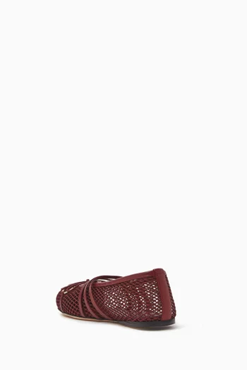 Horsebit Ballerina Flats in Mesh & Nappa Leather