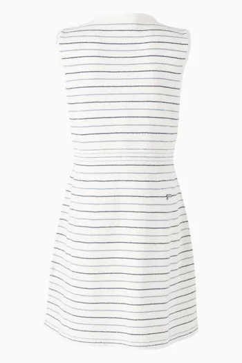 Striped Sleeveless Dress in Cotton Bouclé