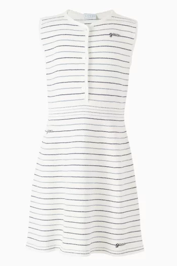 Striped Sleeveless Dress in Cotton Bouclé