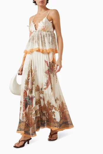 Hipster Flare Maxi Skirt in Georgette