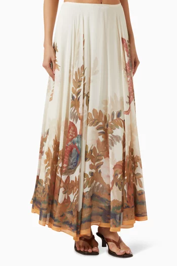 Hipster Flare Maxi Skirt in Georgette